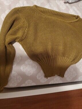 GAP - Olive Cropped Rib-Stitch Knit Sweater - Women